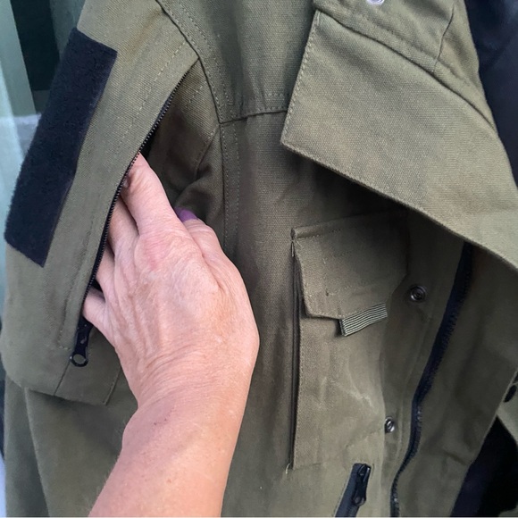 UNM Canvas Utility Jacket Size Large Full Zip+Snap Multi-Pocketed Tan - Picture 6 of 16